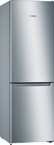 Series 2 free-standing fridge-freezer with freezer at bottom, 186 x 60 cm, Stainless steel look, Total No Frost
