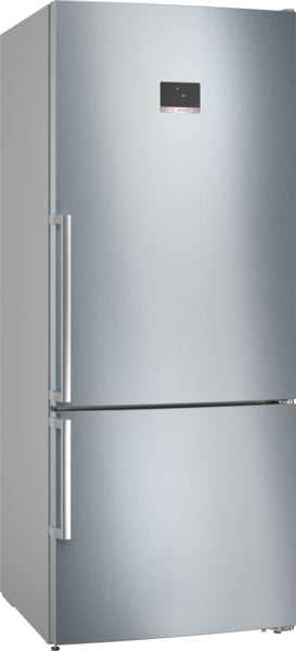 Series 6 free-standing fridge-freezer with freezer at bottom, 186 x 75 cm, Brushed steel anti-fingerprint, Total No Frost