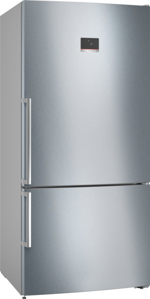 Series 6 free-standing fridge-freezer with freezer at bottom, 186 x 86 cm, Brushed steel anti-fingerprint, Total No Frost