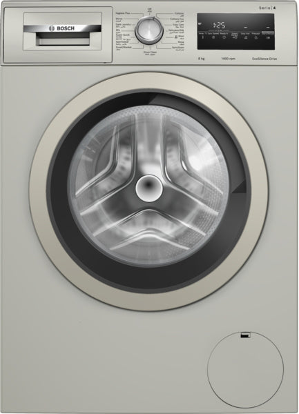 Series 4 washing machine, front loader full-size, 8 kg, , Silver inox