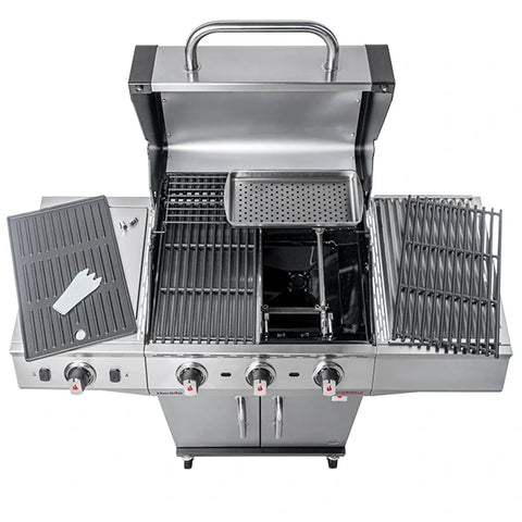 Char Broil Performance Pro 3-Burner+Side Cabinet Style Gas Grill Stainless Steel TRU‑Infrared