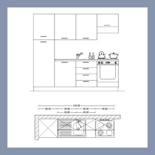 Block Kitchen with Appliances 240
