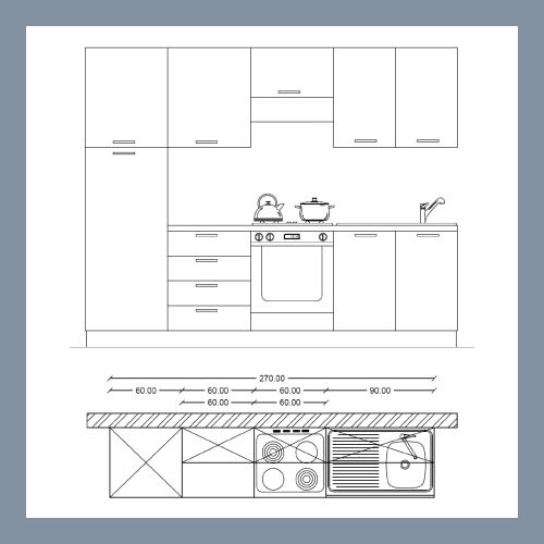 Block Kitchen with Appliances 270cm